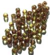 50 6mm Triangle Faceted Olive with Antique Gold Coated Ends